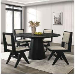 59” Round Table in black wood 