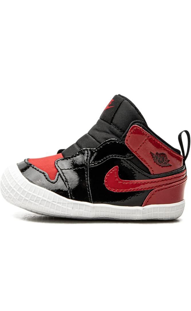 JORDAN 1 CRIB BOOTIE BLACK/VARSITY RED-WHITE AT3745 063 SIZE 2C