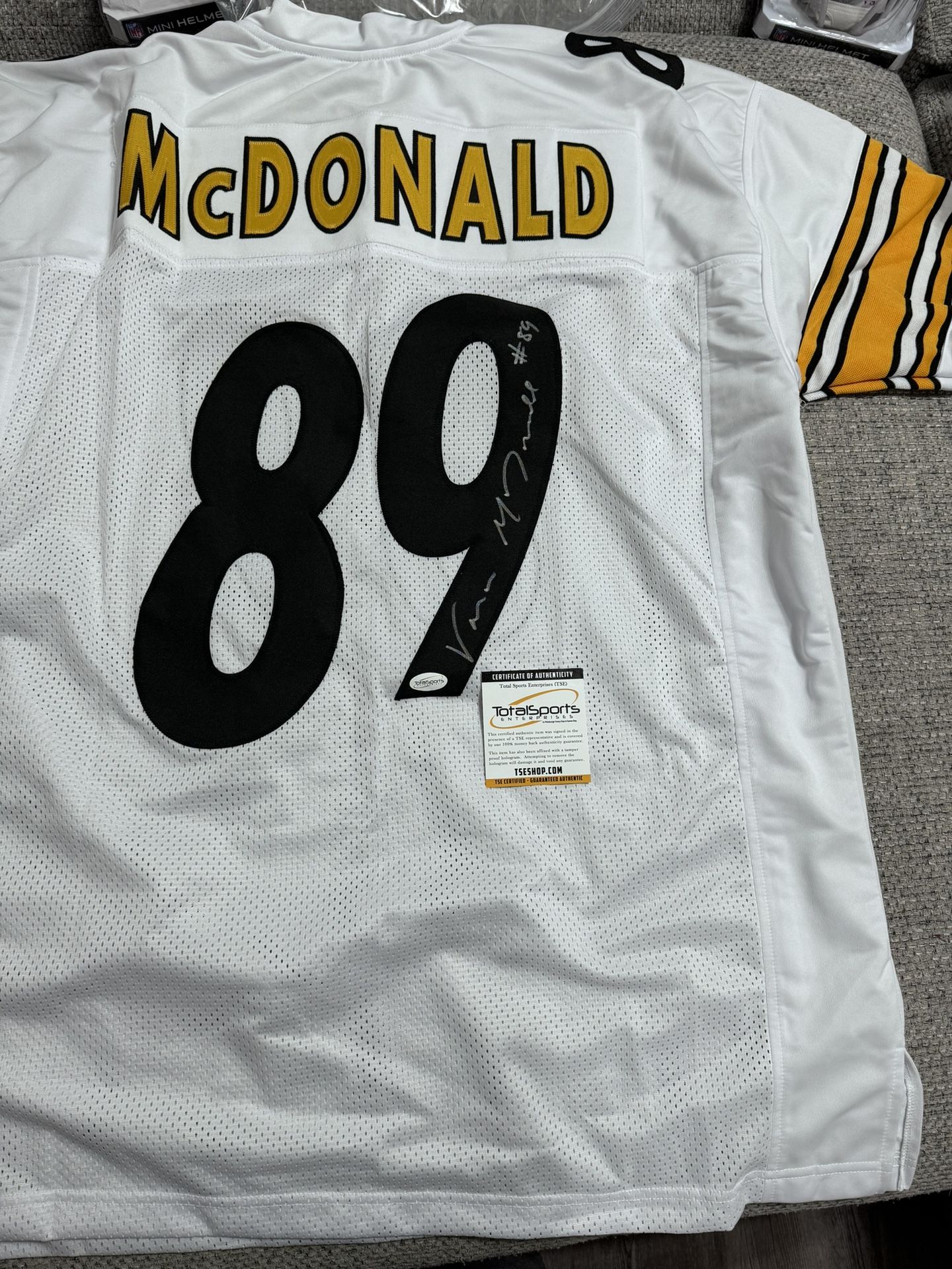 Vance McDonald Signed Autograph Custom Jersey - TSE COA - Pittsburgh Steelers