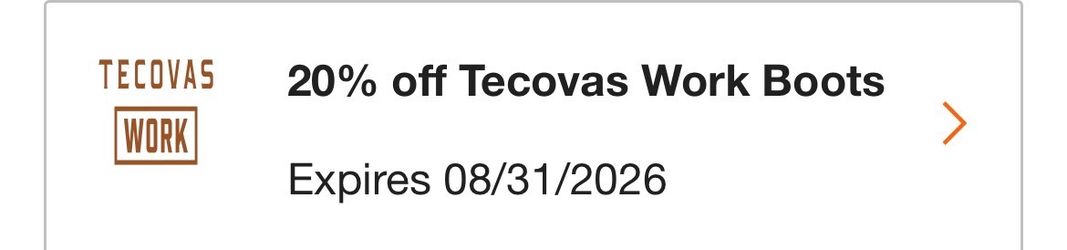 Tecovas “work” boot 20%  off