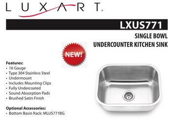 Luxart stainless steel under mount sink. LXUS771