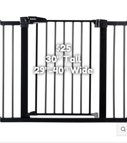 30” Tall By 29”-40” Wide Baby Gate Dog Gate Safety Gate Brand New Open Box Babelio Black