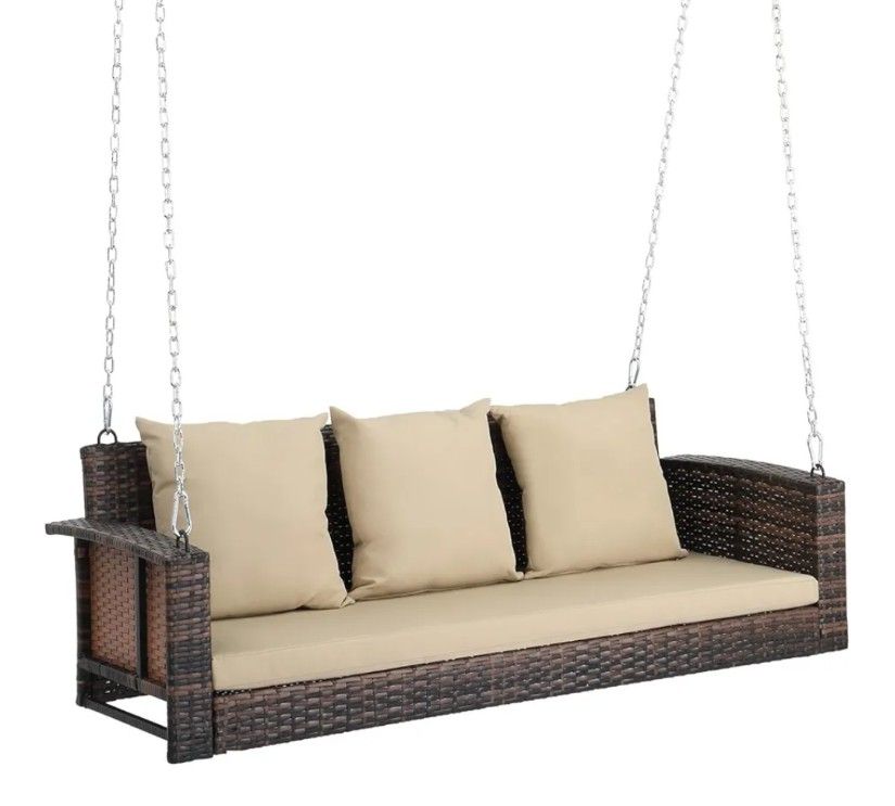 Wicker Hanging Porch Swing