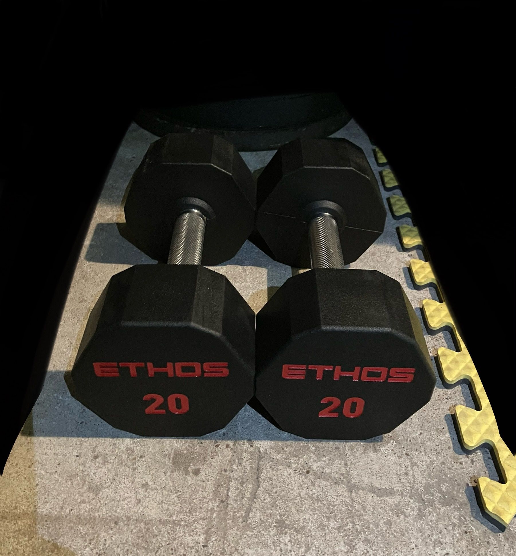 ETHOS 20lb Rubber Hex Dumbbell Set Dumbbells weight weights 20 lb lbs 20lbs 40lbs Total Like New