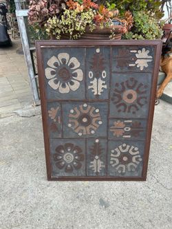 This blows the roof off of ordinary art; Vintage 60s Handmade Mod Art Made with Roofing Tar Paper: