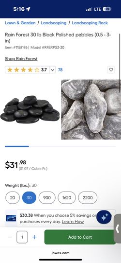 Rain Forest 900.0 lb Black Polished pebbles (0.5 - 3-in)