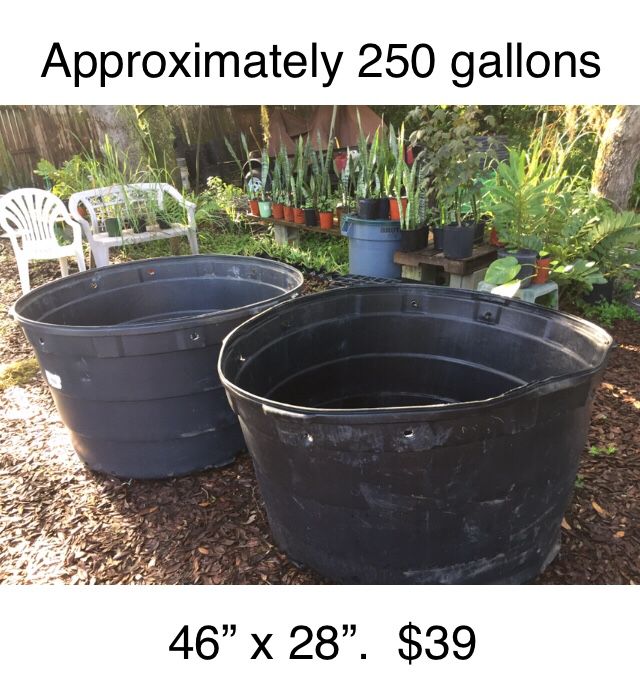 Approximately 220 gallon pot $35 (sale) each