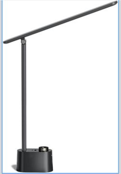 LED Desk Lamp with USB Charging Ports HWT-H01 - Stepless Dimmable Eye Caring Desk Light for Home Office Bedroom Bedside College Dorm, Foldable Table L
