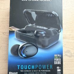 Brookstone Touchpower Earbuds With Powerbank