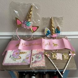 Girls First Birthday Decorations Sash Headpiece Napkins Cake Topper etc just $5 for All xox