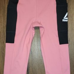 NWOT Little Girls Sz 6/6X Reebok Swift Pink & Black Colorblock Capri Leggings in Perfect Condition