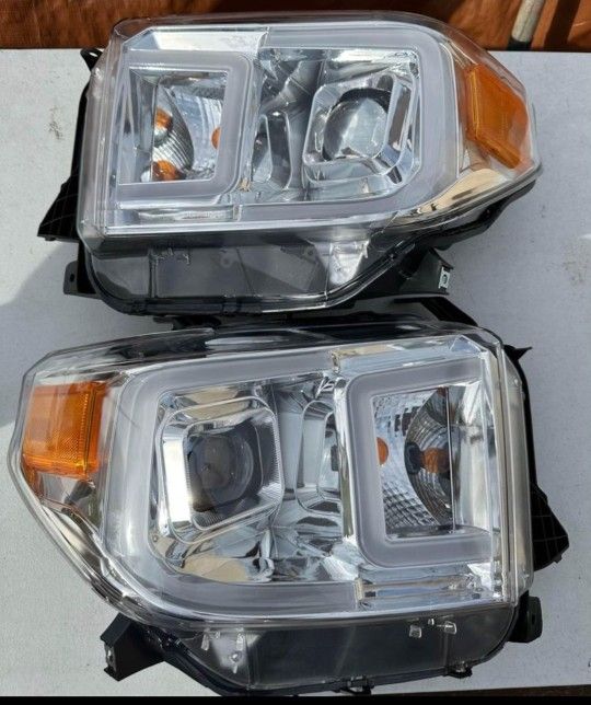 14-18 Toyota Tundra LED DRL Projector Headlights Luces Calaveras Micas Faros Focos Faroles 