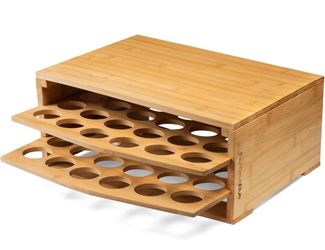 Coffee machine base (with sliding capsule drawer), natural bamboo (natural finish)