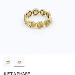 14 Karat Gold Plated Ring, Moon Phases 