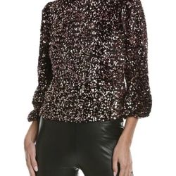 Nanette Lepore Sequin Mock Neck Women’s Top