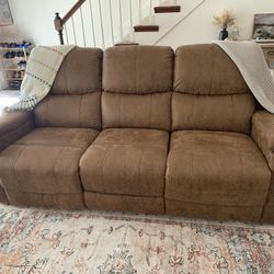 Faux Leather Manual Recline Sofa