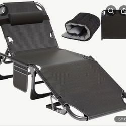 Folding Camping Cot, Adjustable 4 Positions Reclining Portable Outdoor Cot Heavy Duty Sleeping Bed Cots w/Pillow Mat, Chaise Lounge Chair for Home Off