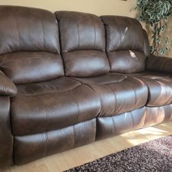 Faux Leather Recliner Sofa Set - 2 Piece