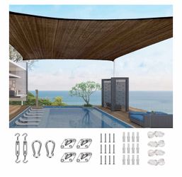 Brown Rectangle Outdoor Sun Shade Sail with Hardware Kit