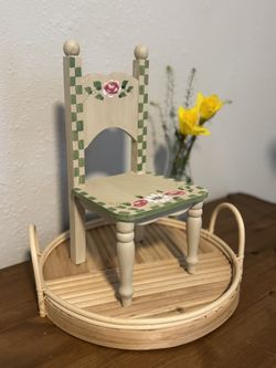 Unique Plant Stand Doll Chair Accent Decor 