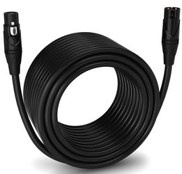 LyxPro Microphone 100 feet XLR Cable, Male to Female, 3 Pin Mic Cable, Black