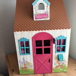 American Girl Doll Wellie Wishers Large Cottage Dollhouse Garden Cabin With Bunkbed 