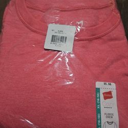 Hanes Fleece Crew Sweatshirt Pink XL