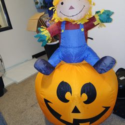 Lighted Scarecrow On Pumpkin Airblown Inflatable