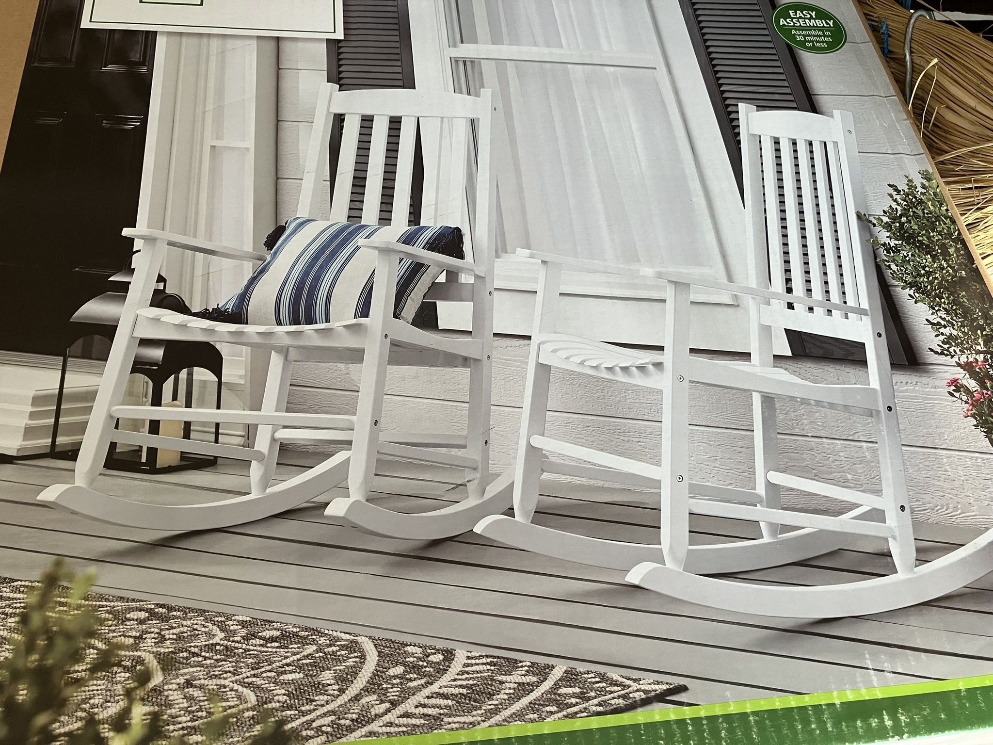 2 wooden porch rockers (white)- new in box