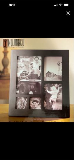 Like new black finish five opening wood collage frame