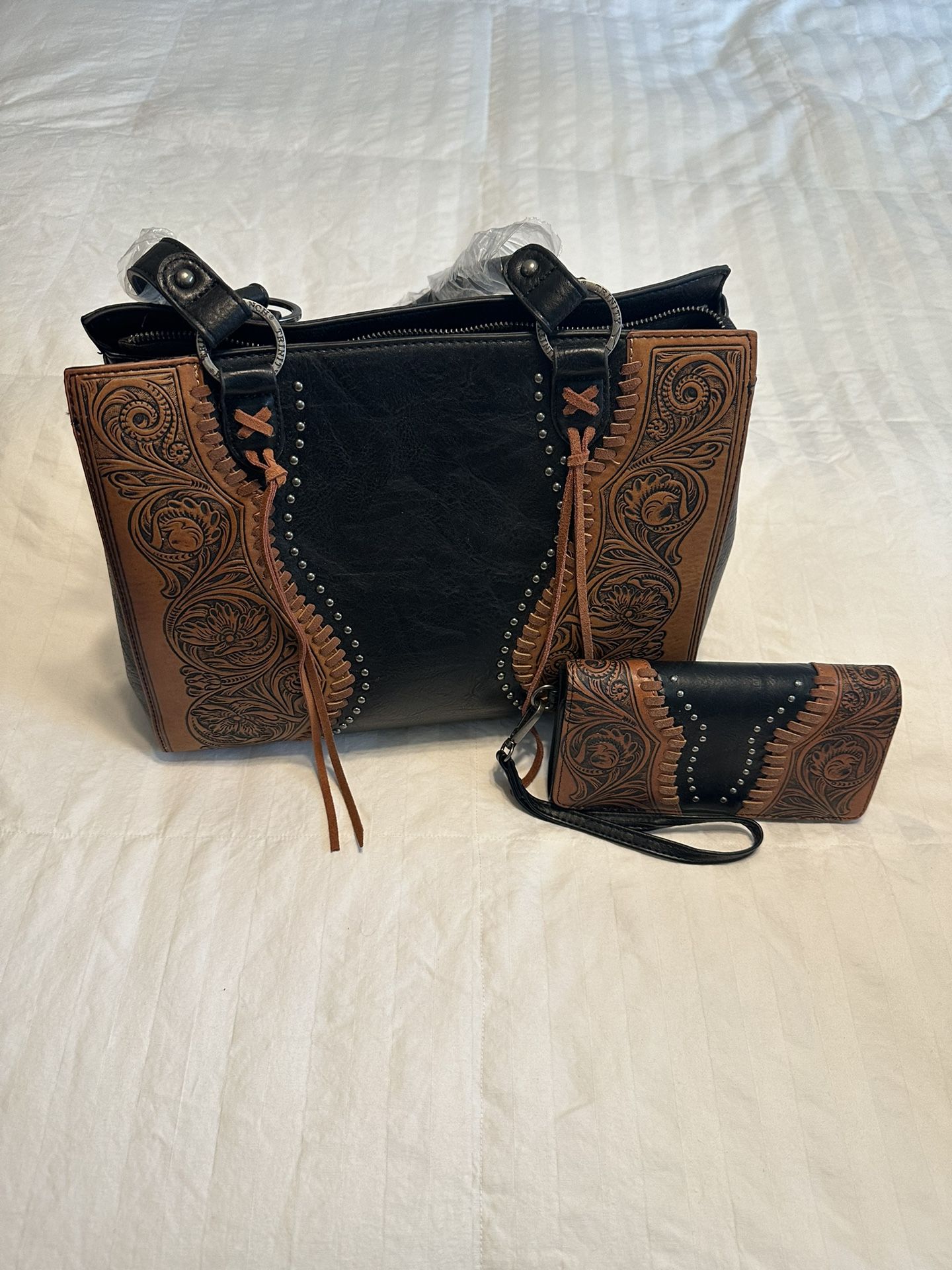 Trinity Ranch Tooled Purse and Matching Wallet