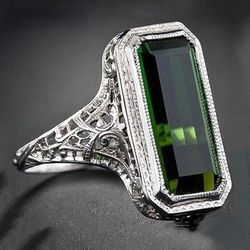 **New** Fashion Vintage 925 Silver & 20X10 MM. Emerald **7.2mm.**