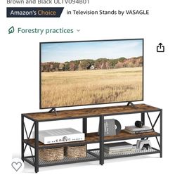 VASAGLE TV Stand, TV Console for TVs Up to 65 Inches, TV Table, 55.1 Inches Width, TV Cabinet with Storage Shelves, Steel Frame, for Living Room, Bedr