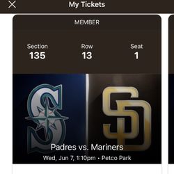 Padres Vs Mariners WEDNESDAY JUNE 6th 