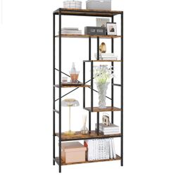 Brand New In The Box- Bookshelf, Industrial 4-Tier Etagere Bookcase, 70.8" Tall Bookshelf with 7 Enlarged Storage Shelf, Book Shelf Display Tack Shelv