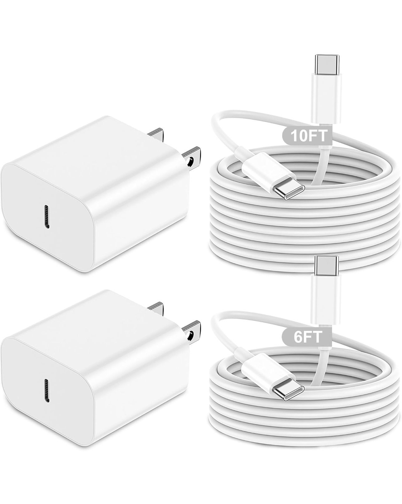 iPhone 16 15 Charger Fast Charging,20W 2Pack USB-C Wall Charger Block with 10ft&6ft Type C to USB C Cable Compatible for iPhone 16/16 Pro/16 Pro Max/1
