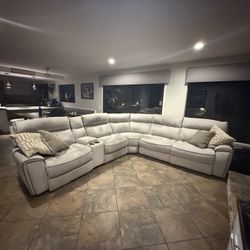 Grey Sectional Couch With Power Recliners 