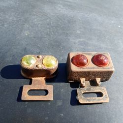 Vintage Safety Light Reflective Glass Marble License Plate Toppers 