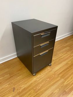 CB2 TPS Dark Gray Metal 3-Drawer Filing Cabinet on Wheels