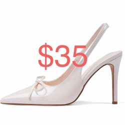Eteridrey Bow Stiletto High Heels for Women Elastic Strap Pointed Toe Slingback Heels Summer Sexy Pumps Wedding Party Dress Shoes 