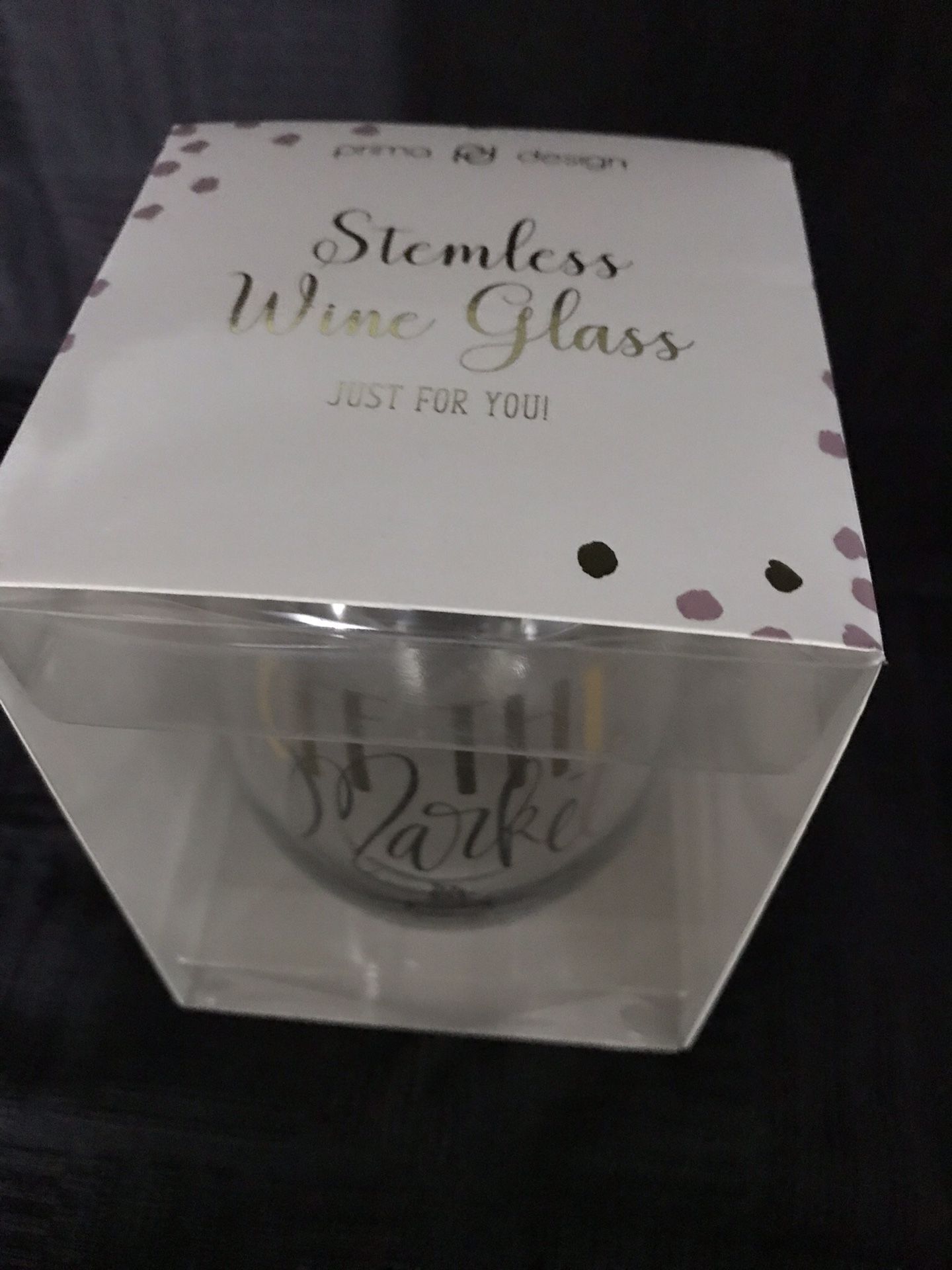 Stemless Engagment Wine Glass
