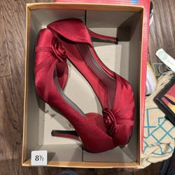 Red Satin Heels 