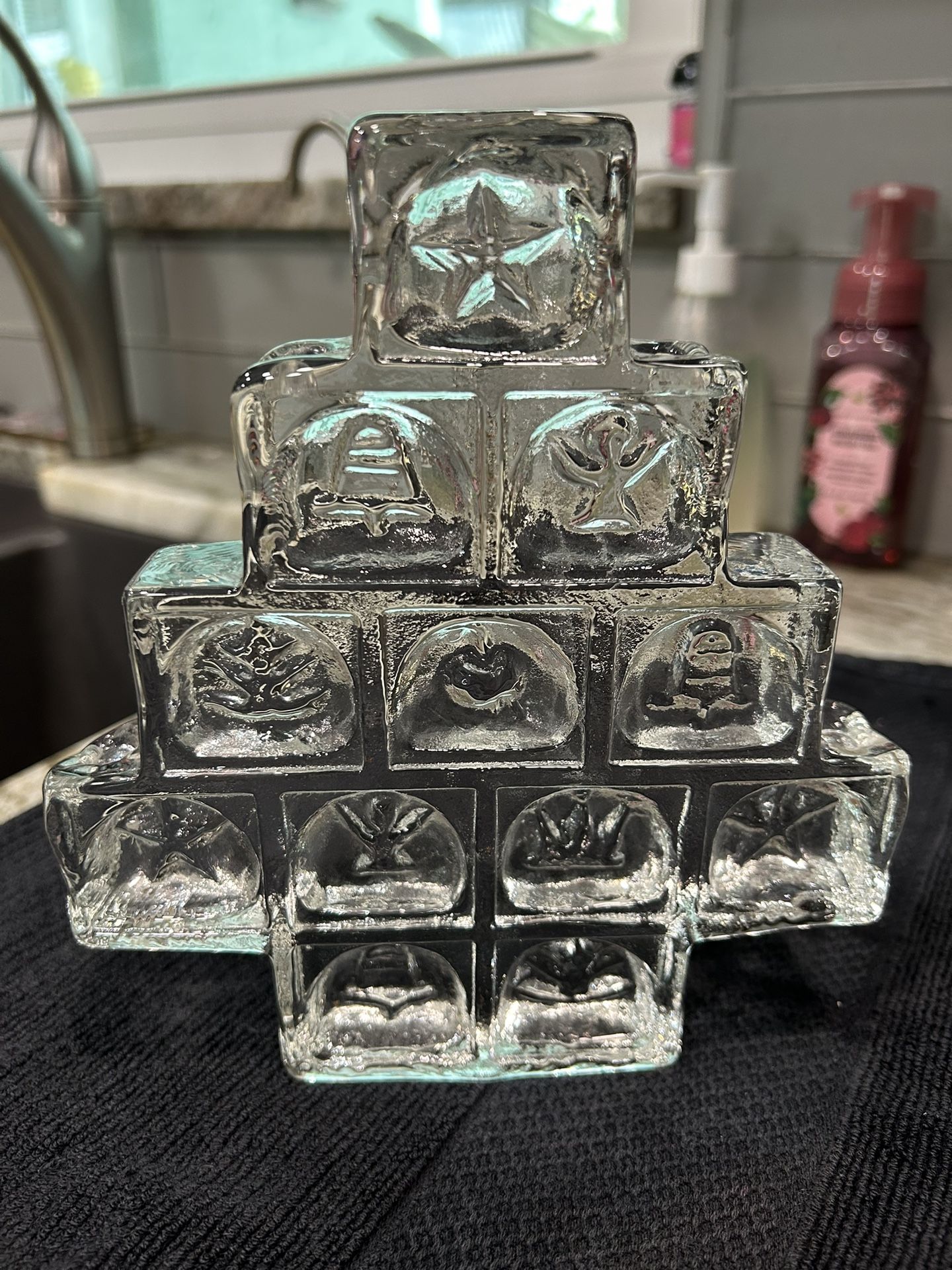 Vintage MCM German Glass X-Mas Tree Candleholder from Wiesenthalhütte, 1970s 