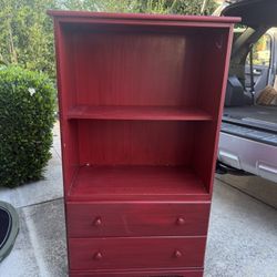 2 Drawer Wood Cabinet With Adjustable Shelf