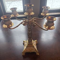 Gold candelabra with white finish
