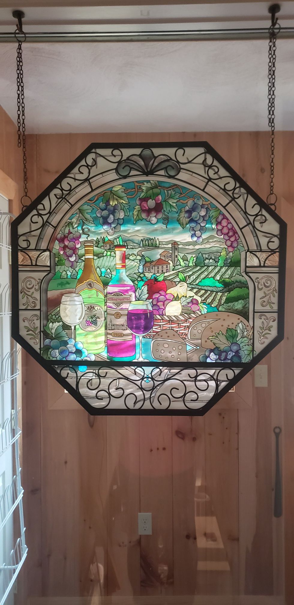 Winery Scene Custom Made Glass Window Hanging