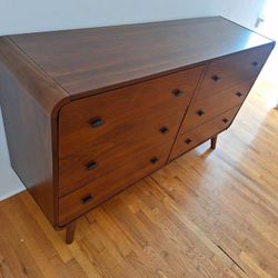New Mid Century Dresser.  Pine Wood / Walnut Finish.  61x17Dx36H.  Free Delivery!