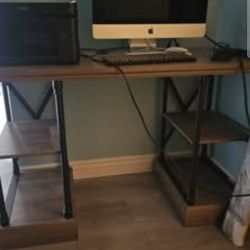 Brown 4 storage shelf desk