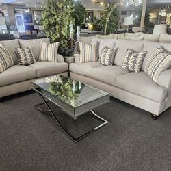Brand New Biege Linen Sofa + Loveseat 2PCs Set