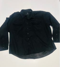 George Sueded long sleeve button down Blackshirt Size Mens 3XL 2 front pockets